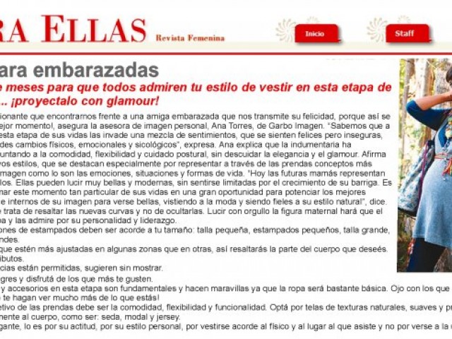 Bolivia - Periódico El Deber para revista Para Ellas - Enero 2012